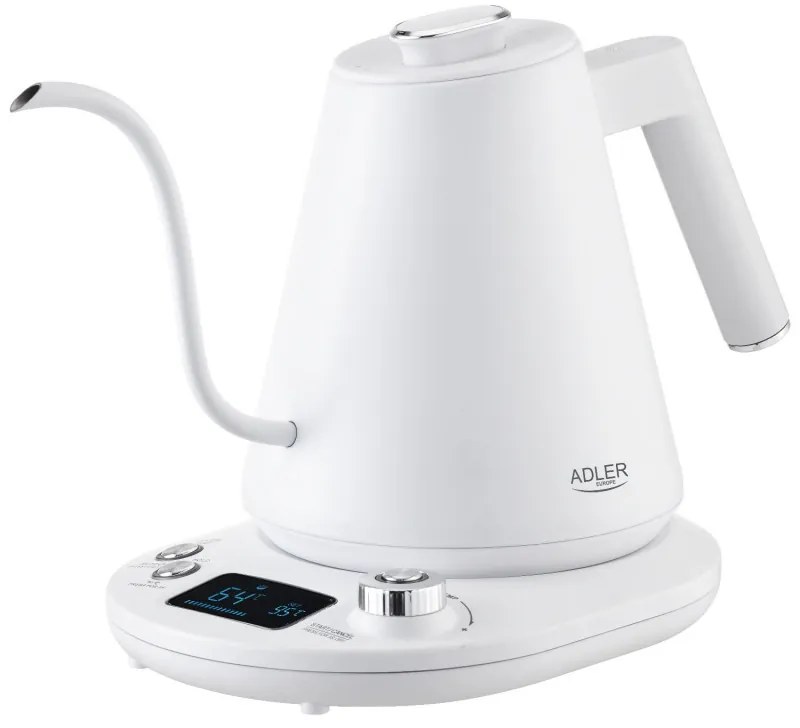 Cana electrica Adler AD 1349W, 1100W, 1 l, 40-100°C, mentinere caldura, Afisaj LED, Alb