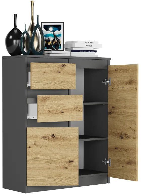 Comodă modernă fără mânere S-2 - diverse opțiuni de culoare antracit mix artisan