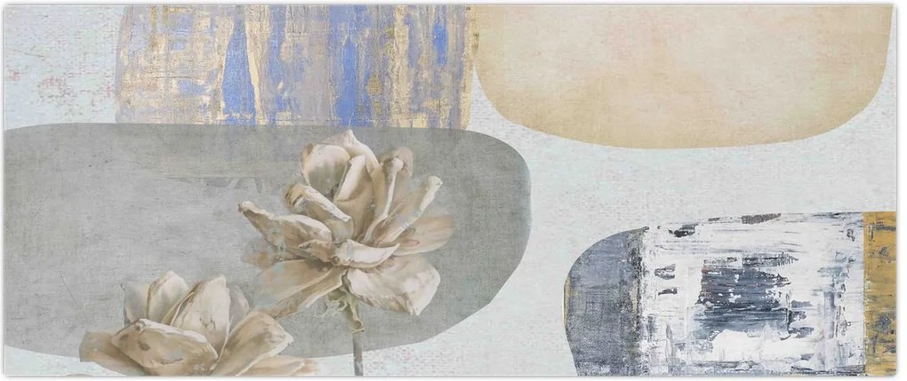 Tablou - Pictură flori și texturi (120x50 cm)