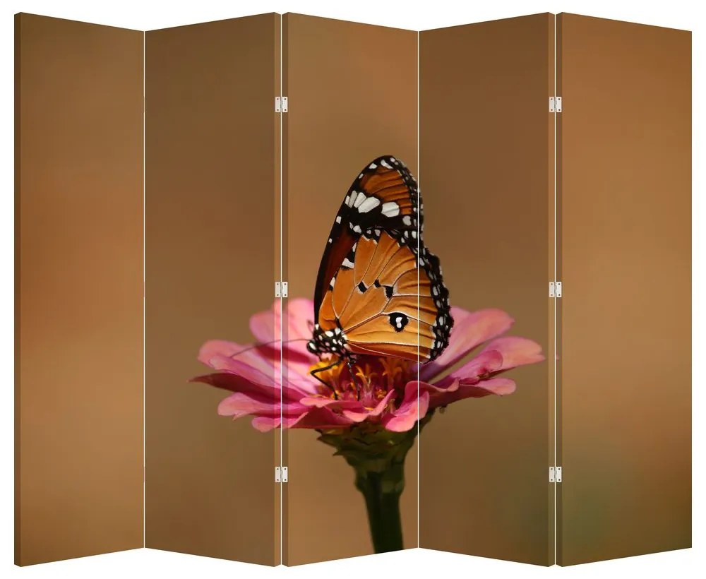 Paravan - Fluture pe floare (210x170 cm)