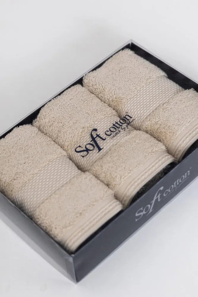 Set cadou prosoape mici DELUXE, 3 buc Bej deschis / Light beige