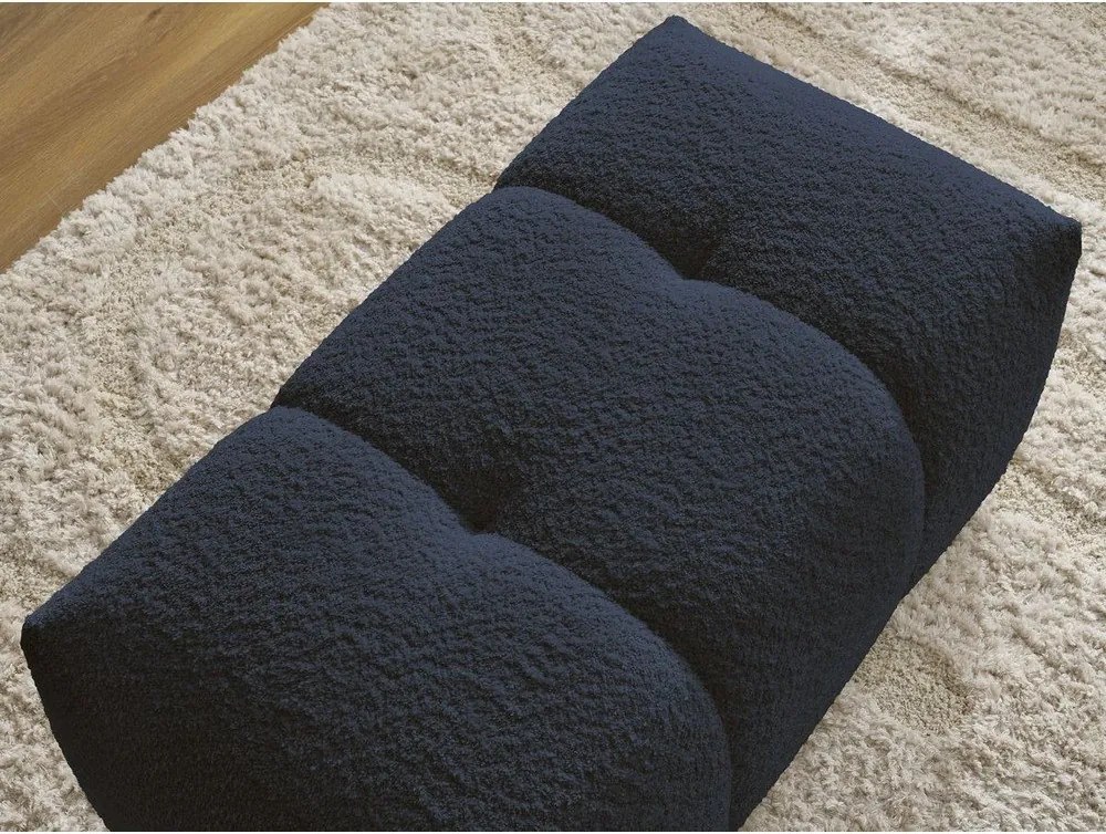 Taburet albastru cu tapițerie din țesătură bouclé Roxelane – Bobochic Paris