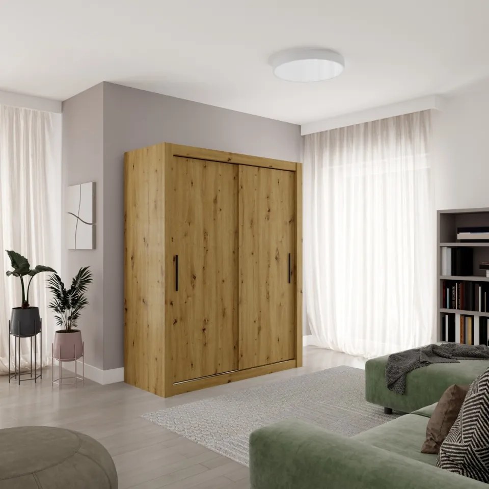 Dulap cu usi glisante 160x200 cm, Modi, ADRK Furniture (Culoare: Artisan)