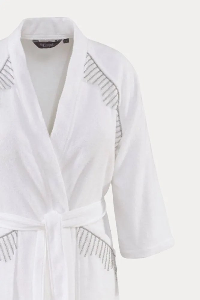 Halat elegant pentru femei NOVA, in cutie cadou L Alb / White