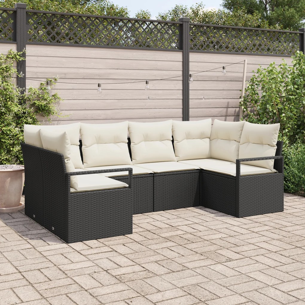 vidaXL Set de canapele pentru grădină 6 pcs Negru Rattan poli