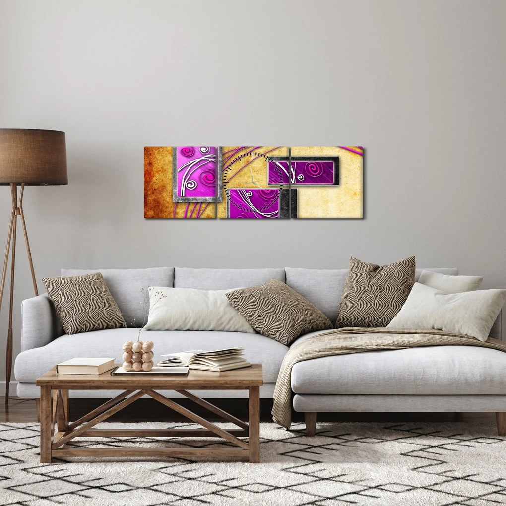 Tablou abstracție (cu ceas) (90x30 cm)