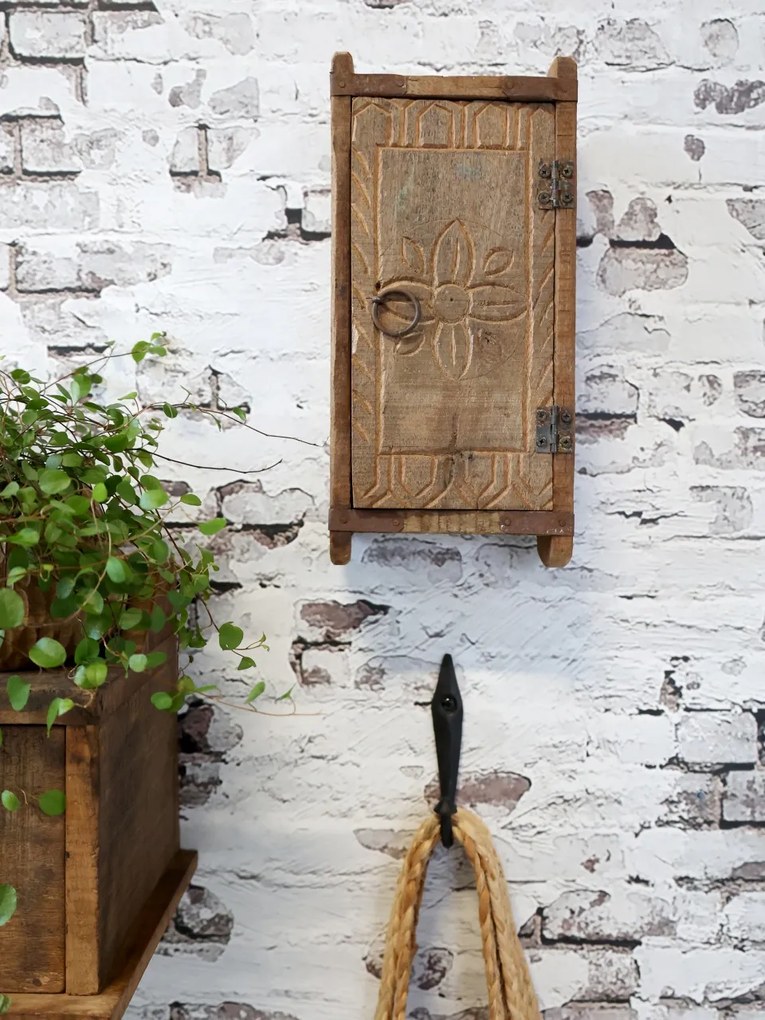 Dulapior de perete din lemn reciclat, aspect rustic, Grimaud - Geo