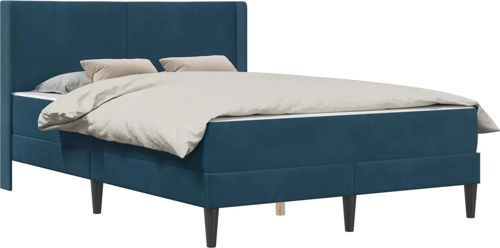 vidaXL Cadru de pat cu saltea albastru 160 x 200 cm Catifea