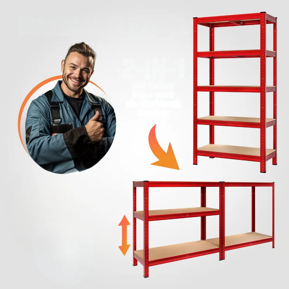 Raft cu capacitate mare HEAVY, max. 875 kg, 90×40×180 cm, roșu Monzana