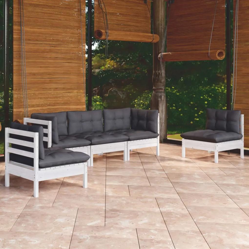 3096185 vidaXL Set mobilier grădină cu perne, 5 piese, lemn masiv de pin