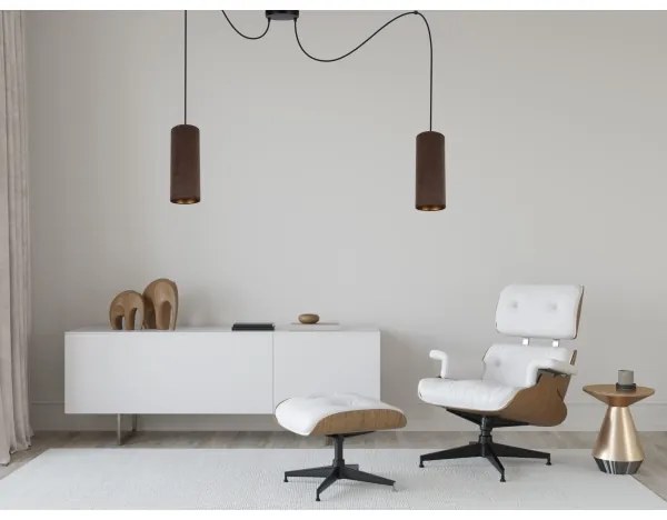 Lustr AVALO 2xE27/60W/230V cablu, maro cupru, model păianjen