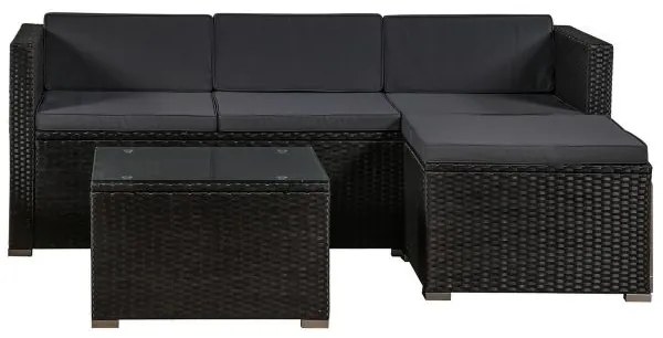 Jusky Set ratan de gradina Punta Cana L - perne negre/antracit