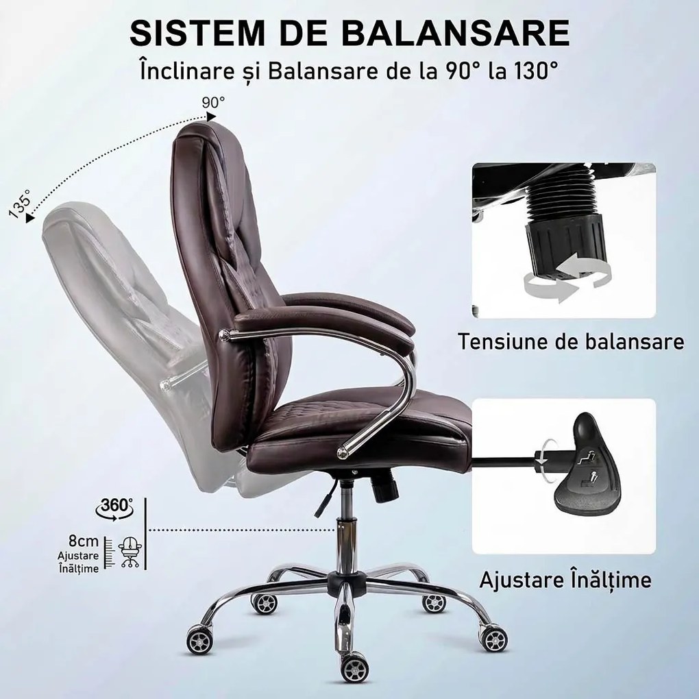 Scaun directorial din piele sintetică reglabil pe înălțime OFF 652 maro