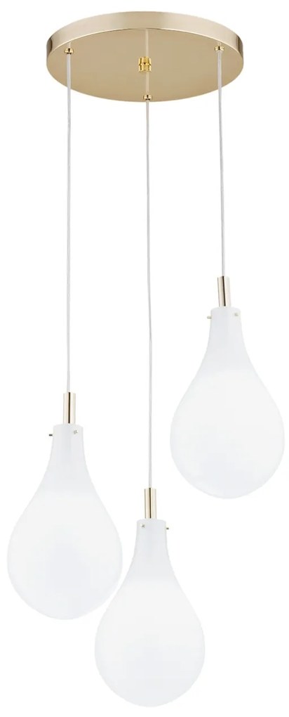 Lustra cu 3 Pendule sticla design decorativ OAKLAND alb/auriu