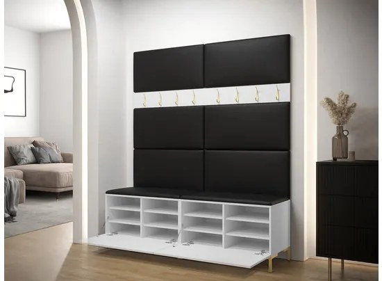 Set mobilier hol Frisala II (Negru + piele ecologică Soft 017 (Alb)). 1060421