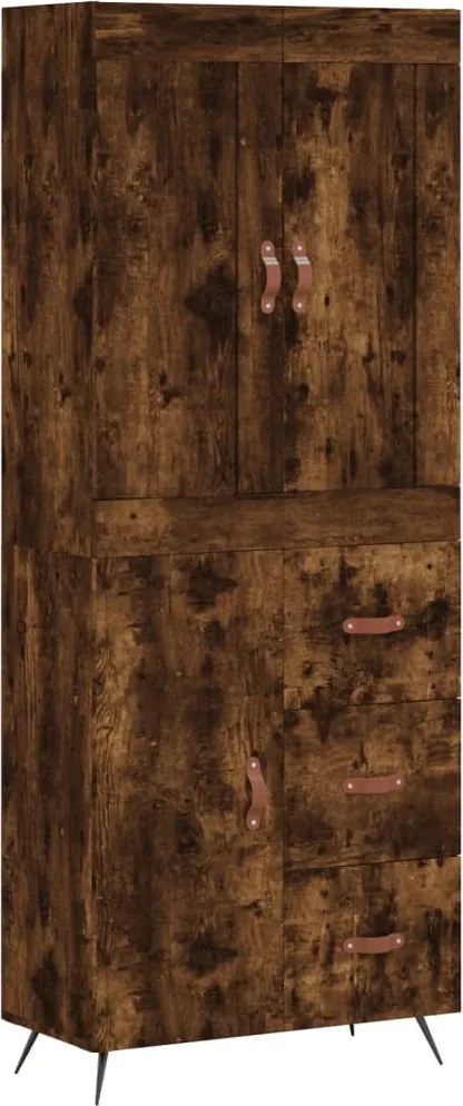 vidaXL Dulap înalt, stejar fumuriu, 69,5x34x180, lemn compozit