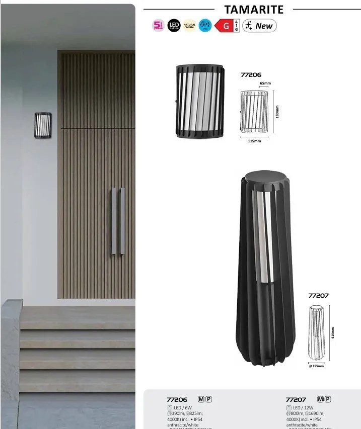 Stalp, Lampa de podea LED exterior IP54 Tamarite