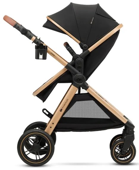 Cărucior de copii combinat 3 în 1 KINDERKRAFT ESME Pure black + scaun auto MINK PRO