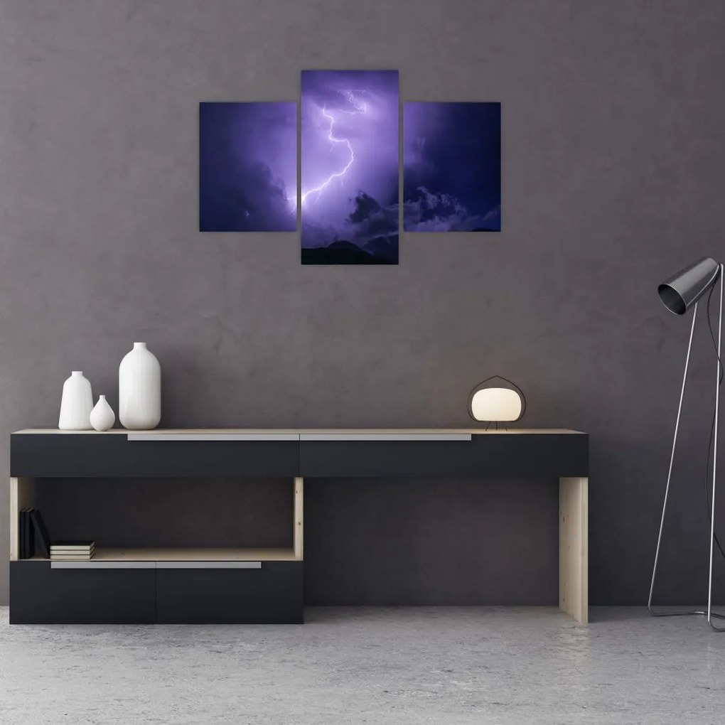 Tablou - cerul violet cu fulger (90x60 cm)