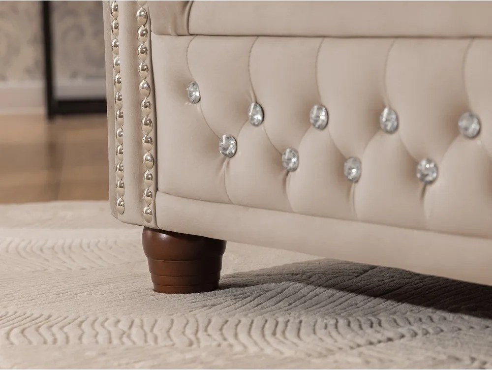 Colțar bej extensibil cu tapițerie din catifea (cu colț pe partea dreaptă/în formă de ”L”) York Blik – Ropez