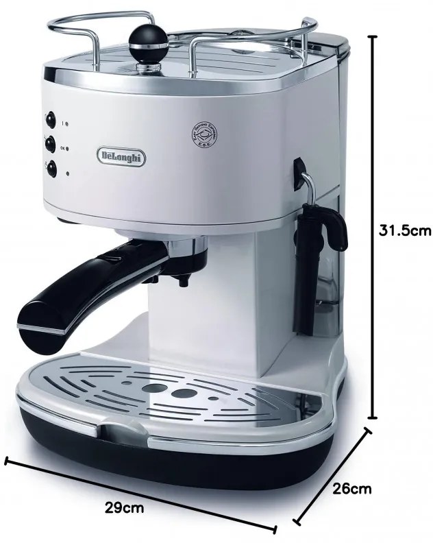 Espressor DeLonghi Icona ECO311.W, 1100W, 1.4l, 15 bar, Cafea macinata si E.S.E., Disc crema, Alb