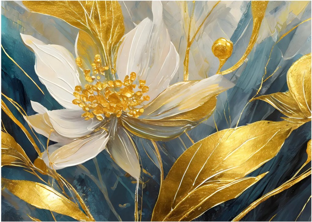 Tablou - Pictura de flori de aur (70x50 cm)