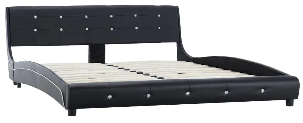 280320 vidaXL Cadru de pat, negru, 160 x 200 cm, piele artificială