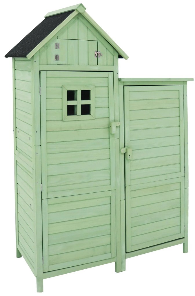 Dulap de grădină cu 2 rafturi, magazie de unelte cu spațiu de depozitare mare, 118 x 54 x 173 cm, Verde