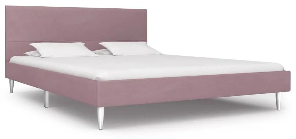 280958 vidaXL Cadru de pat, roz, 140 x 200 cm, material textil