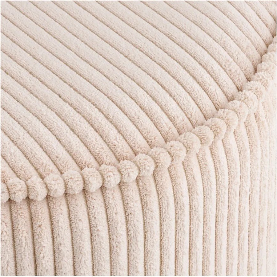 Puf bej cu tapițerie din catifea reiată Taupo – House Nordic