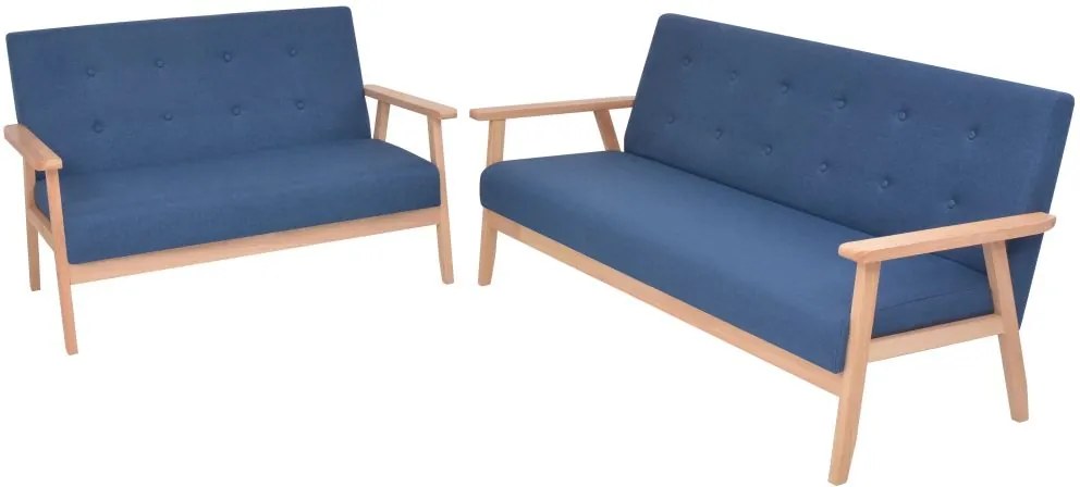 Set cu canapele, 2 piese, material textil, albastru
