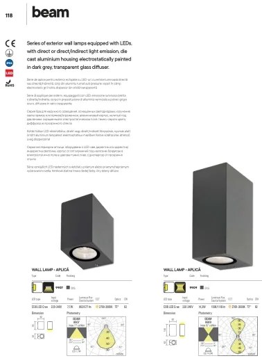 Aplică LED de exterior Redo 9907 BEAM LED/5W/230V IP54