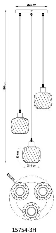 Lustra cu 3 pendule sticla fumurie XIA pentru sufragerie