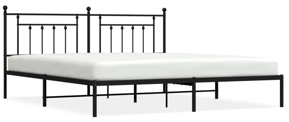 353543 vidaXL Cadru de pat metalic cu tăblie, negru, 193x203 cm