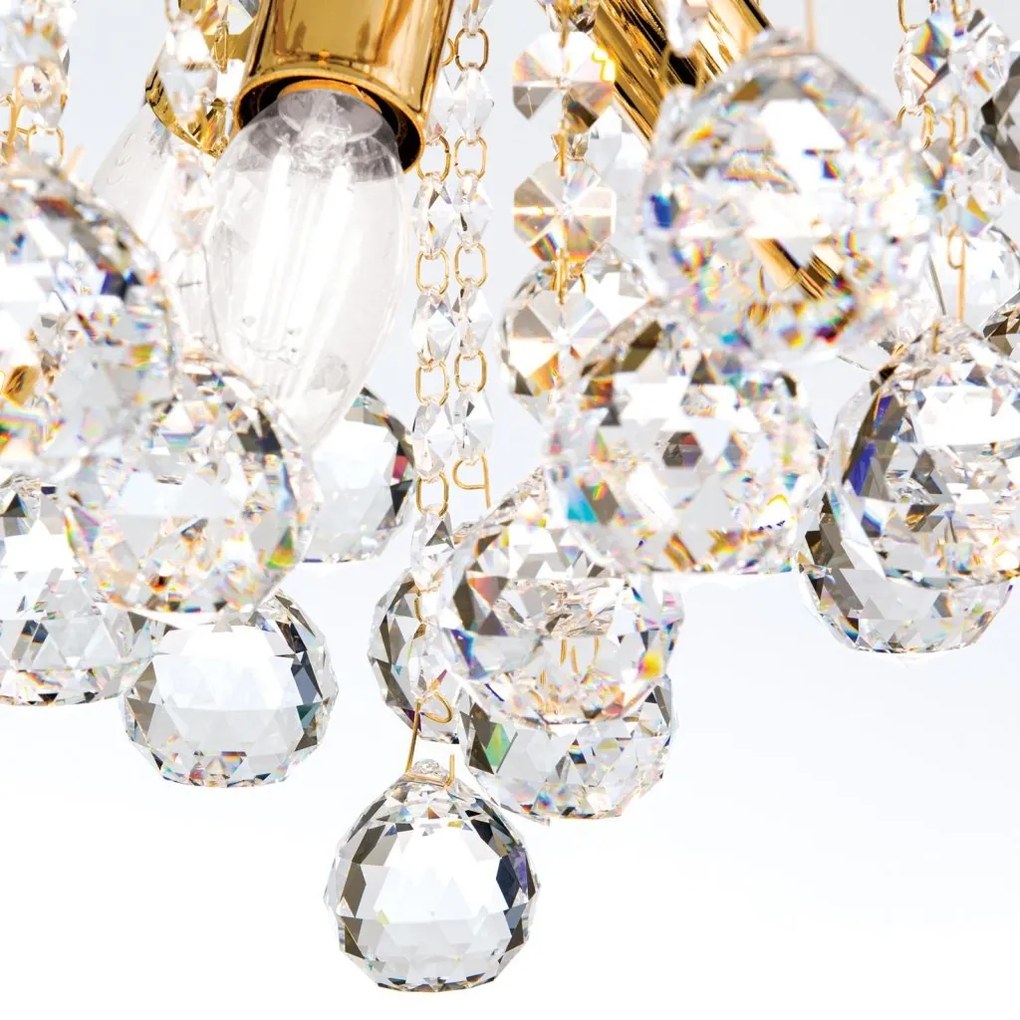 Candelabru cristal Asfour design lux KRISTALL KLASSISCH 3L gold/clear