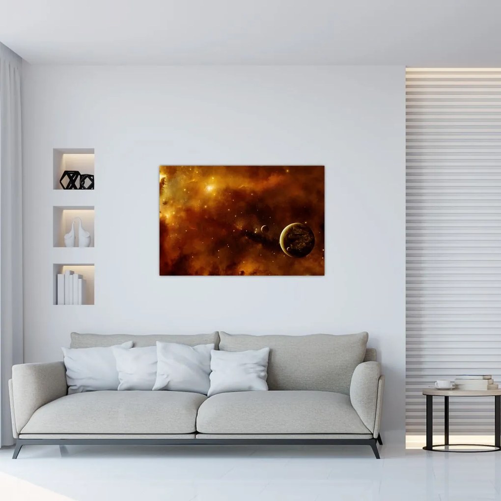 Tablou - Planete cu nebuloasă (90x60 cm)
