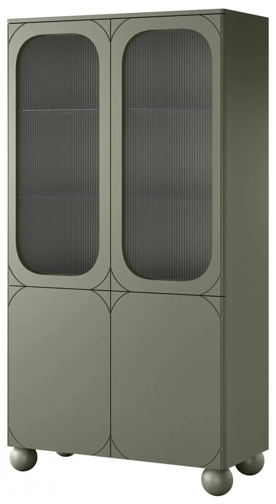 Vitrină Sonatia II 100 cm cu două uși pentru camera de zi - olive