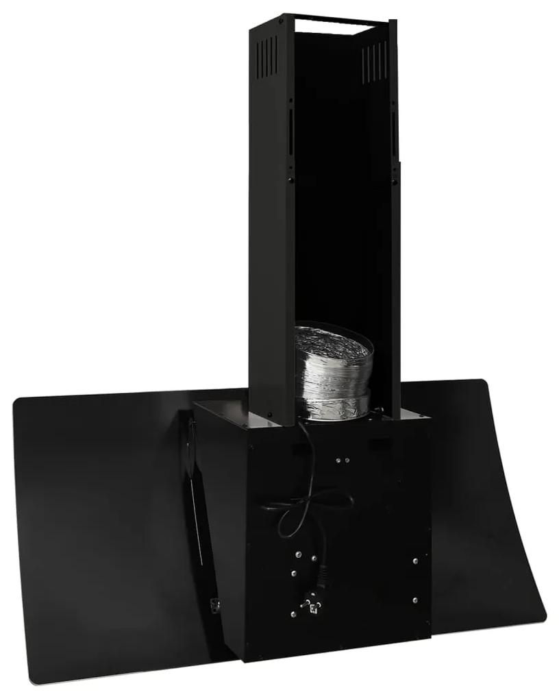 Hota de perete, negru, 90 cm, otel si sticla securizata Negru, 90 x 31 x 108 cm