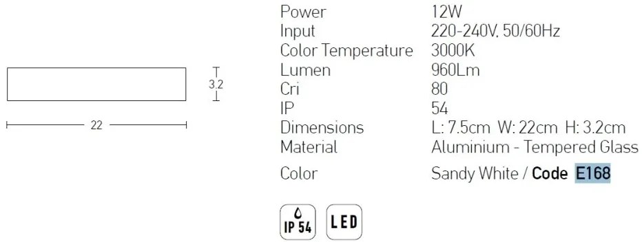 Aplica LED de perete pentru iluminat exterior, IP54 Criem alb