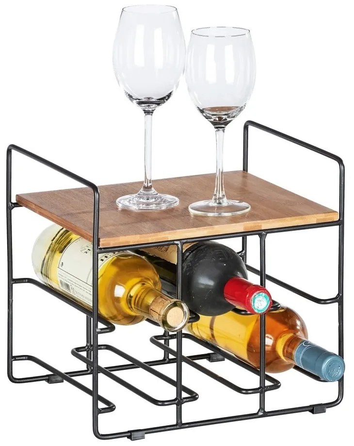 Suport pentru 6 sticle cu raft din bambus Wenko Loft