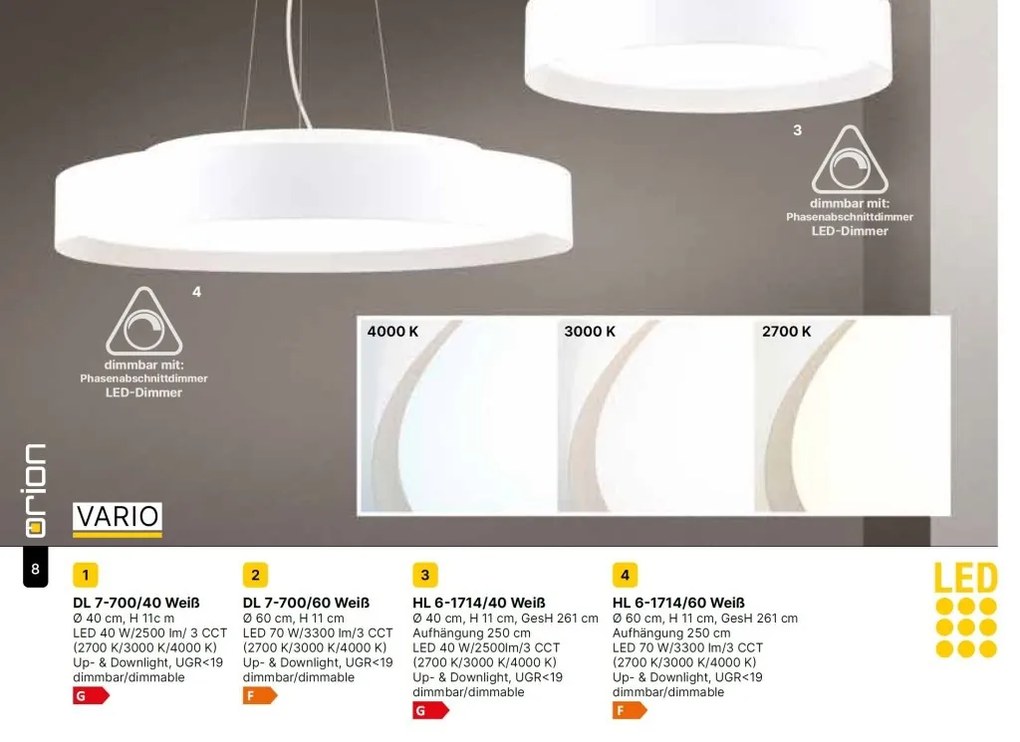 Lustra LED suspendata iluminat ambiental VARIO D-80cm