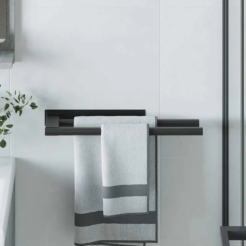 vidaXL Suport pentru prosoape Negru 40 x 9 x 4 cm Oțel inoxidabil