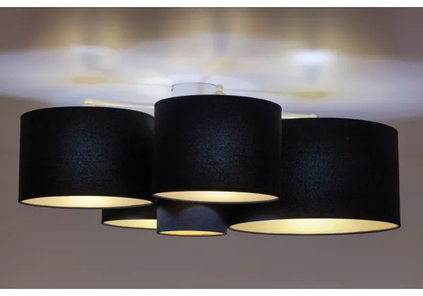 Duolla - Plafonieră ROLLER PENTO 5xE27/60W/230V negru/auriu