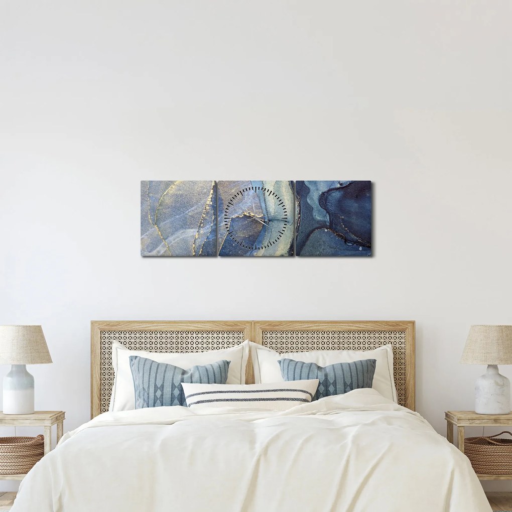 Tablou - Abstracție cu cerneală cu alcool (cu ceas) (90x30 cm)