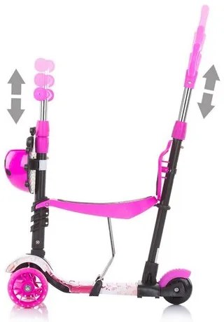 Scooter Chipolino cu bară de ghidare Kiddy Evo3in1 , Lollipop