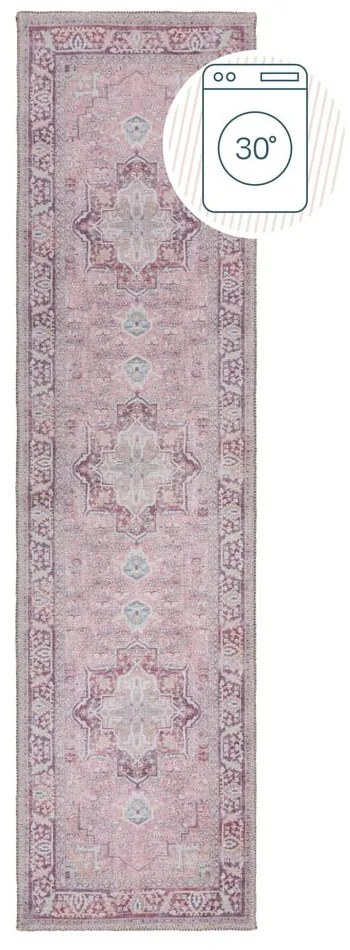 Covor tip traversă roșu deschis lavabil din amestec de fibre reciclate 60x230 cm Windsor – Flair Rugs
