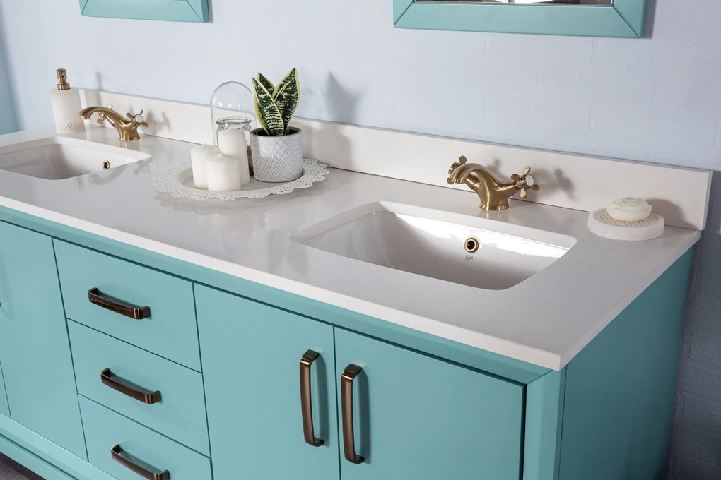 Set mobilier de baie (3 piese) Michigan 72 - Turquoise, Turcoaz, 180x86x54 cm