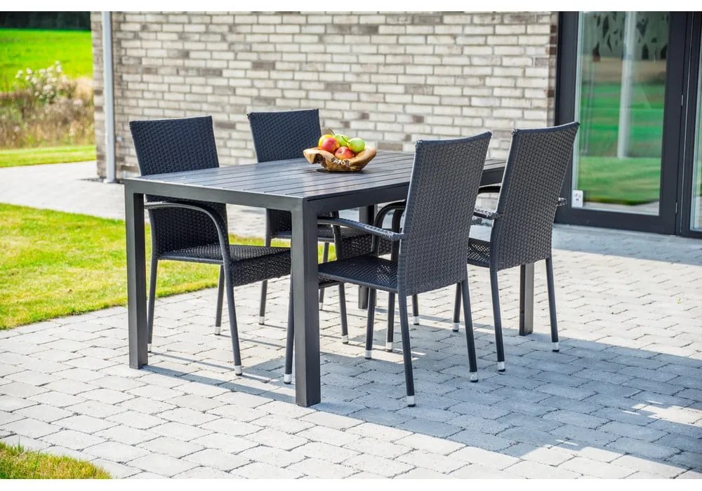 Masă de grădină cu blat artwood Bonami Selection Viking, 90 x 150 cm, negru