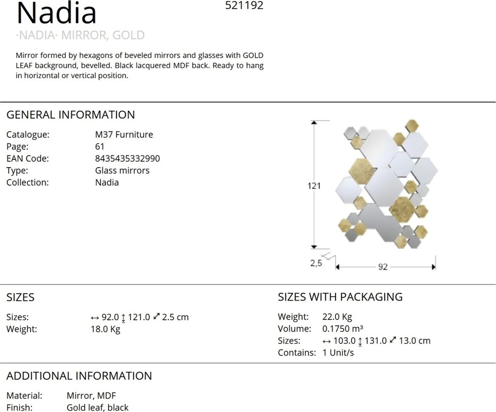 Oglinda decorativa design de lux Nadia 121x92cm