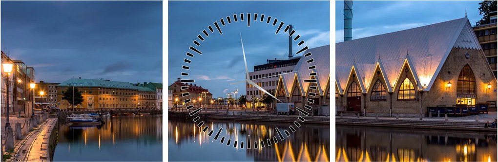 Tablou cu canalul - Göteborg (cu ceas) (90x30 cm)